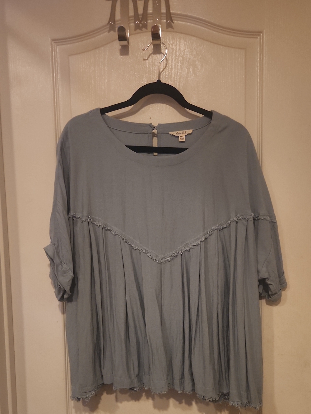 Oli & Hali Dusty Blue Peasant Blouse